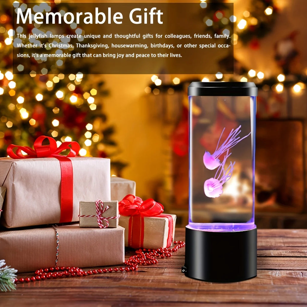 Jellyfish Lava Lamp Aquarium Ocean Night Lights 7 Colors LED Jellyfish Mood Lights With Four Home Bedroom Desktop Decoration Gif