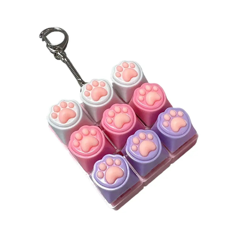 Keyboard Fidget Toys LED Crystal Keycap Keychain Stress Relief Fingertip Gadget Decompression Toys Clicker Fidget Toy