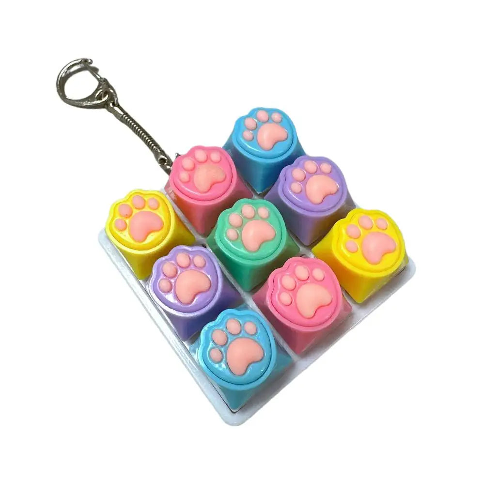 Keyboard Fidget Toys LED Crystal Keycap Keychain Stress Relief Fingertip Gadget Decompression Toys Clicker Fidget Toy