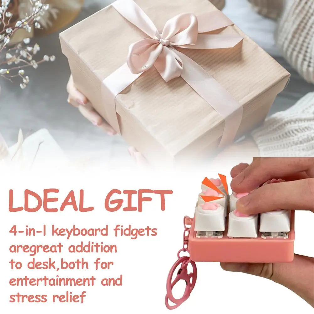 Keyboard Fidget Toys LED Crystal Keycap Keychain Stress Relief Fingertip Gadget Decompression Toys Clicker Fidget Toy
