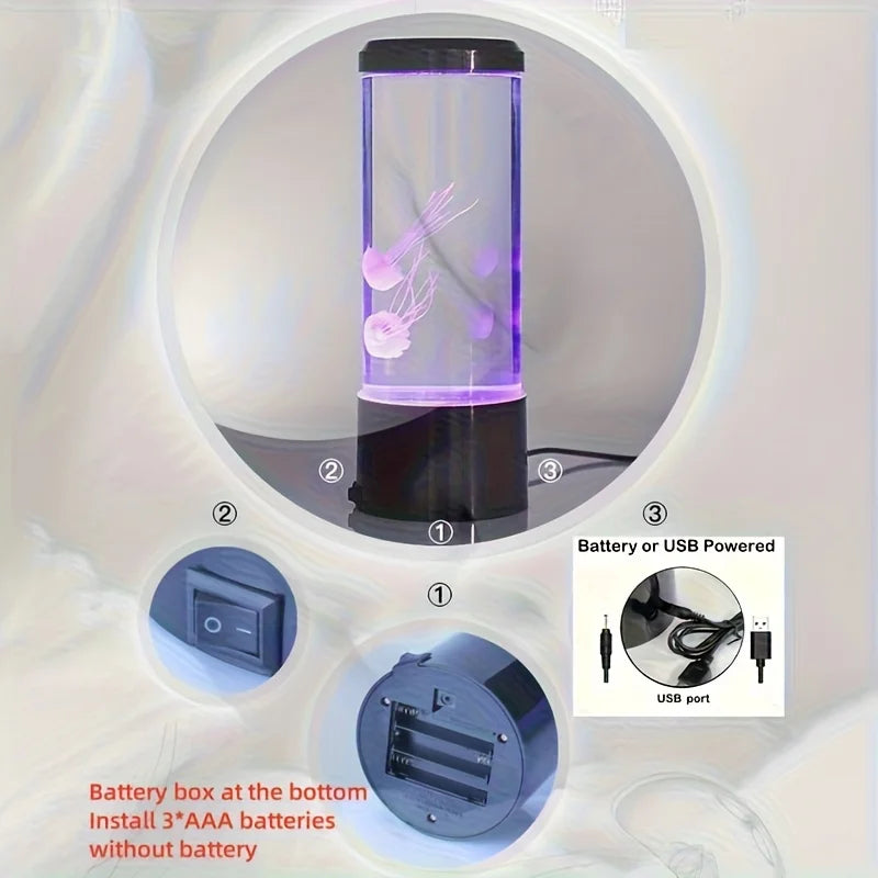Jellyfish Lava Lamp Aquarium Ocean Night Lights 7 Colors LED Jellyfish Mood Lights With Four Home Bedroom Desktop Decoration Gif