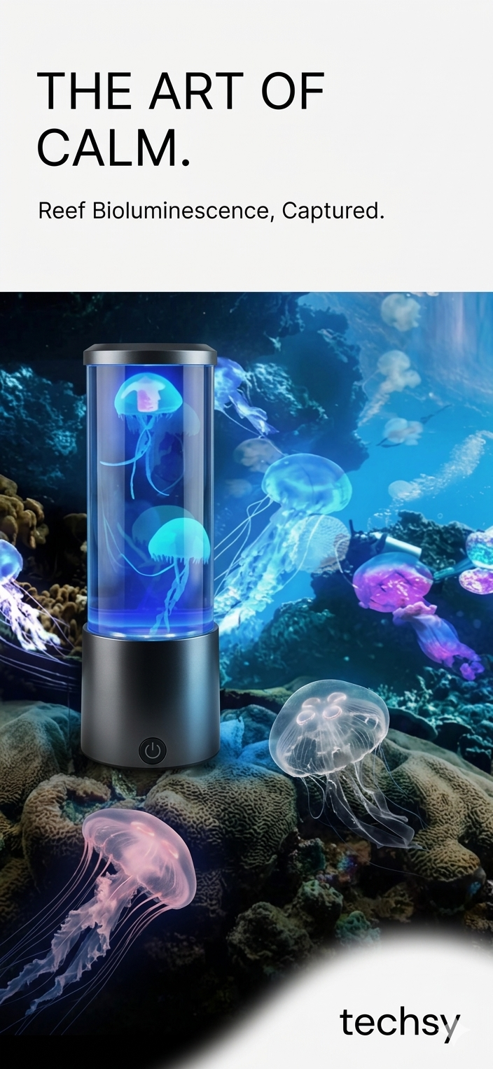 Jellyfish Lava Lamp Aquarium Ocean Night Lights 7 Colors LED Jellyfish Mood Lights With Four Home Bedroom Desktop Decoration Gif
