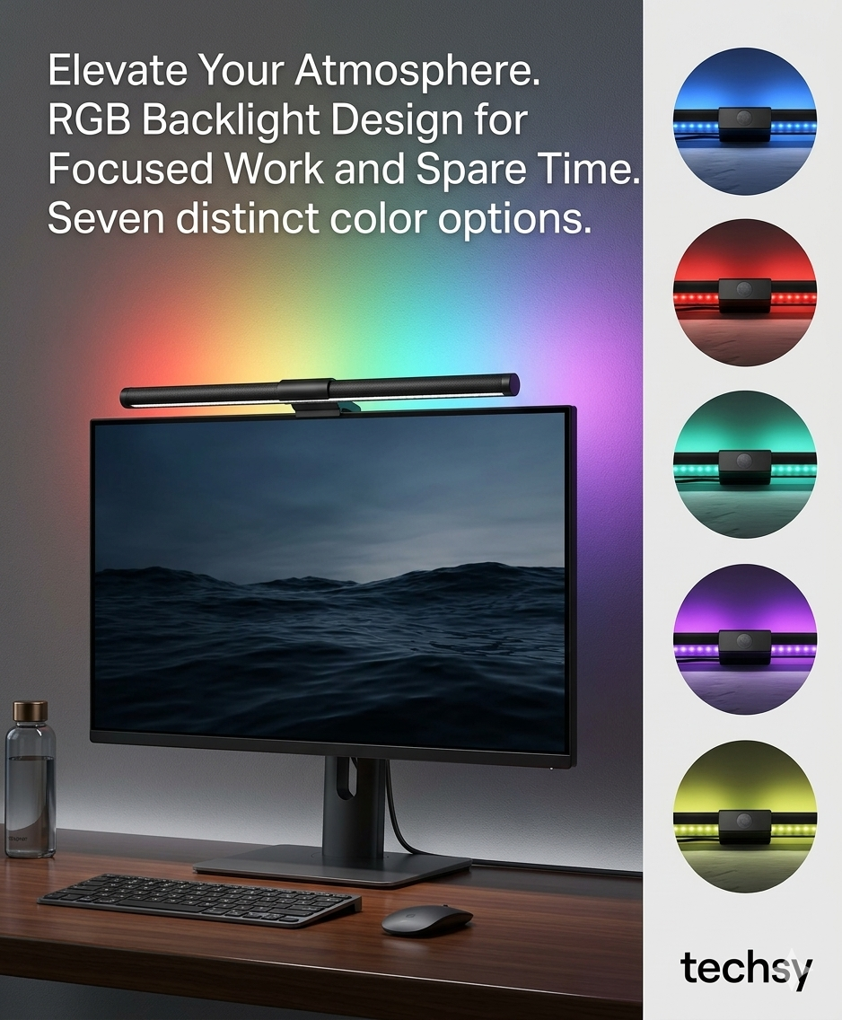 LED Monitor Light Bar Computer Screen Hanging Lights RGB  Atmosphere Table Lamp For Work Study Read Gaming Dimming Lighting 44cm