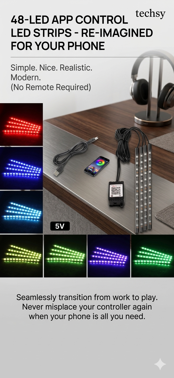 Car RGB Ambient Light LED Auto Foot Strips with USB Cigarette Automotive Interior Lights Strip Decoration Bar Control